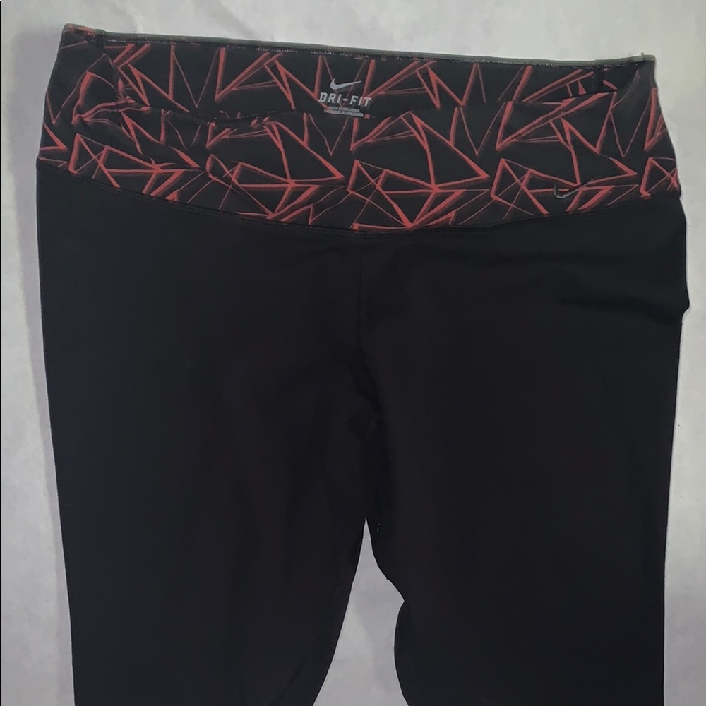 Nike Black Leggings with Red Patterned Waistband
